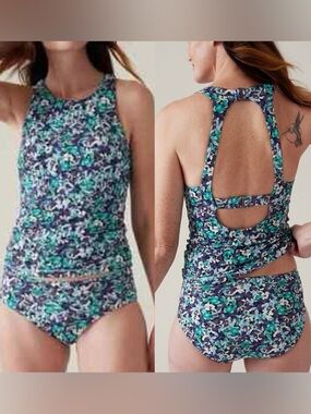 Athleta Maldives Tankini swimsuit set 38B/C cup & L